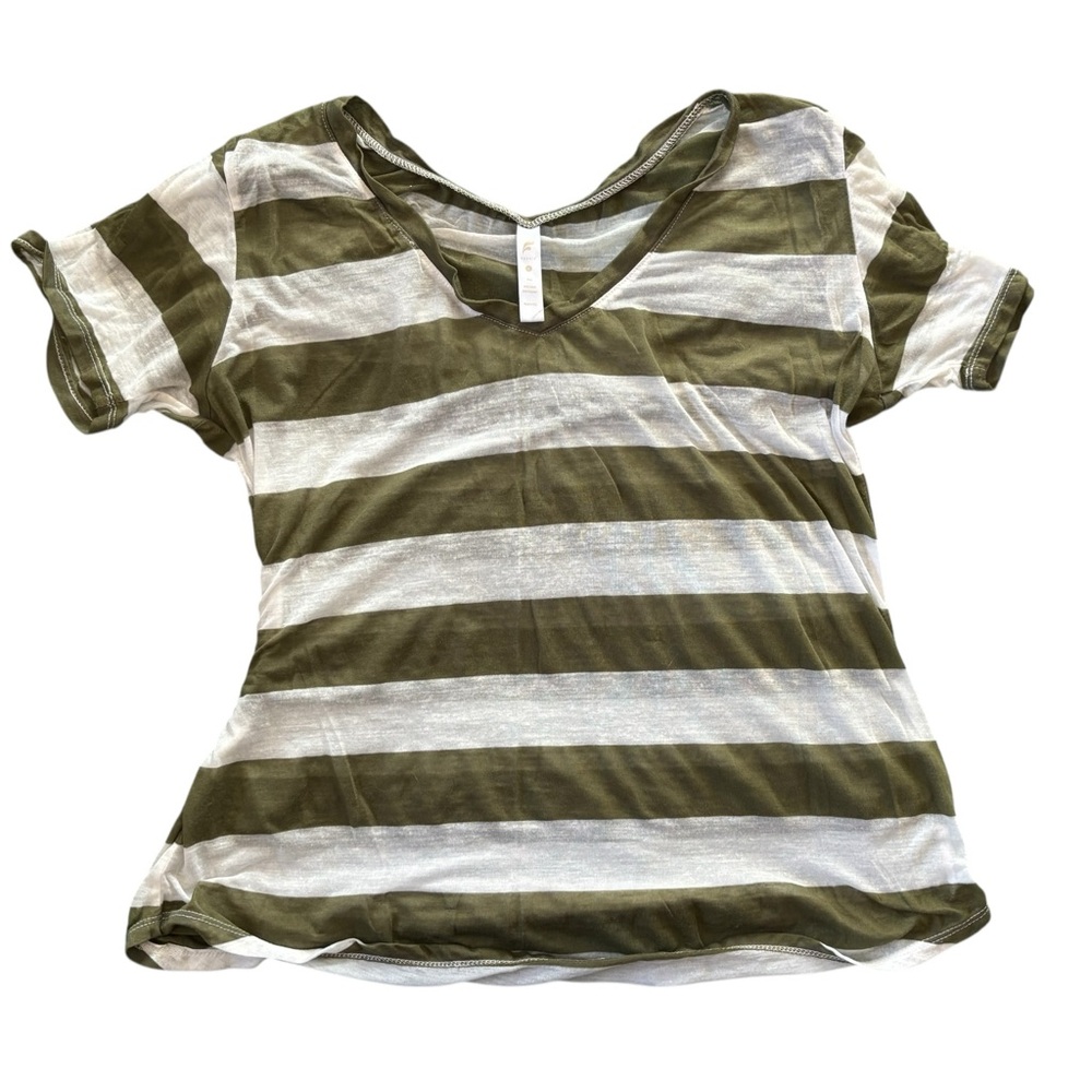 Fabletics Green and White Striped Top